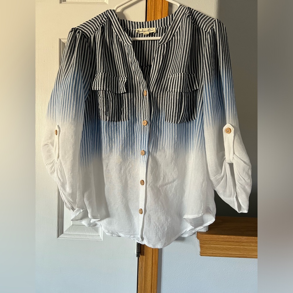Indigo Rose women’s large button up shirt